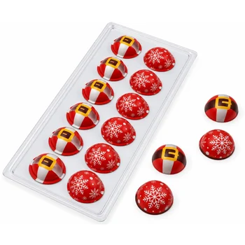 Forma Decorativa Blister Bola de Natal de Chocolate 4cm - Papai Noel e Floco de Neve (12 cav) - Stalden
