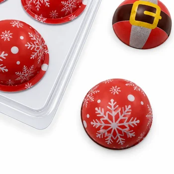 Forma Decorativa Blister Bola de Natal de Chocolate 4cm - Papai Noel e Floco de Neve (12 cav) - Stalden (3)