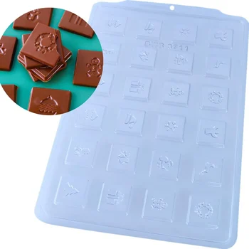 Forma de Chocolate Pastilha:Tablete Quadrado Natal 6g (10 uni) em Acetato - BWB (1)