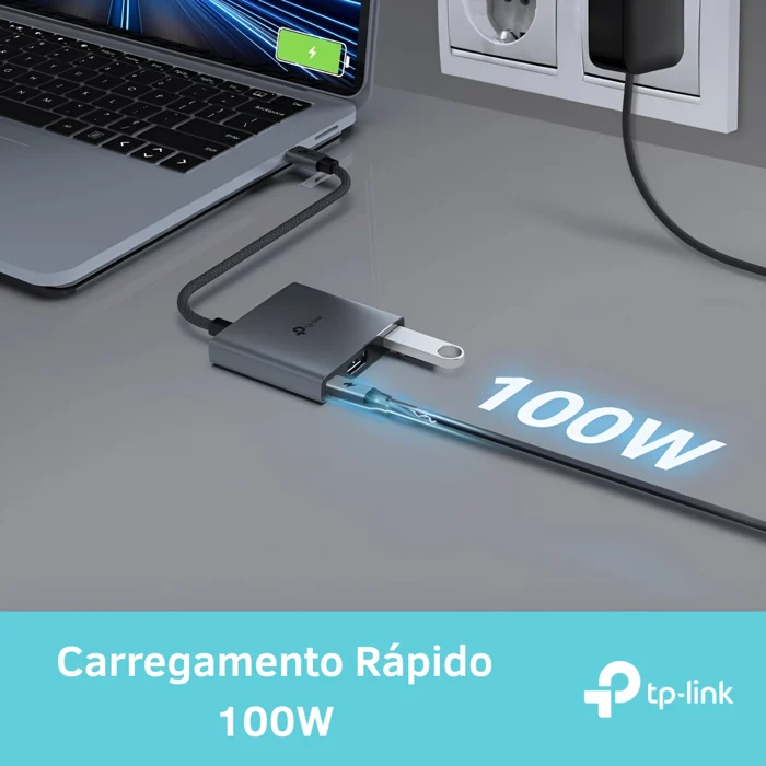 Hub Usb 3 em 1 Tipo C HDMI 4K, USB-A 5