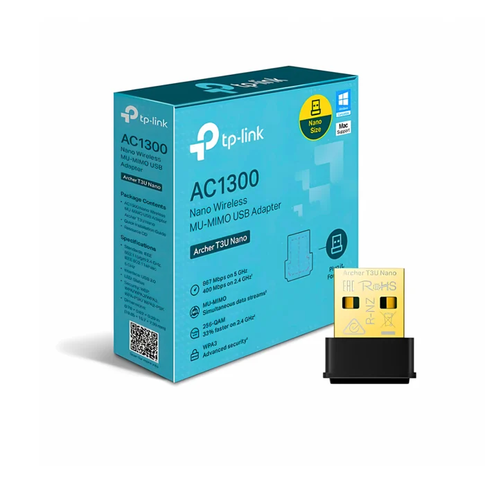 Adaptador USB Archer T3U Nano Tp-Link AC1300 Sem Fio MU-MIMO 3