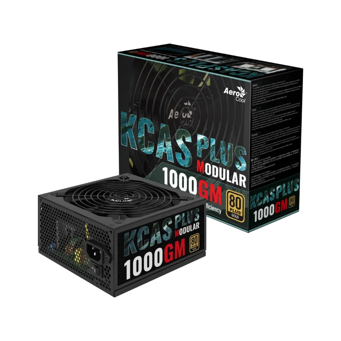 Fonte Aerocool 1000W ATX KCAS Plus Semi Modular 90% de Eficiência 80 Plus Gold 5