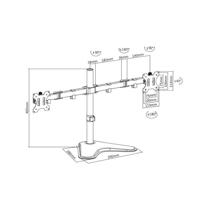 Suporte De Mesa Fixo Para 2 Monitores  13 A 32, PCYES PLMSM02A 7