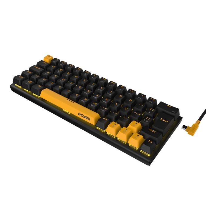 Teclado Mecânico Gamer PCYes Kuromori 60% Switch Red LED Amarelo Voyager Edition 3