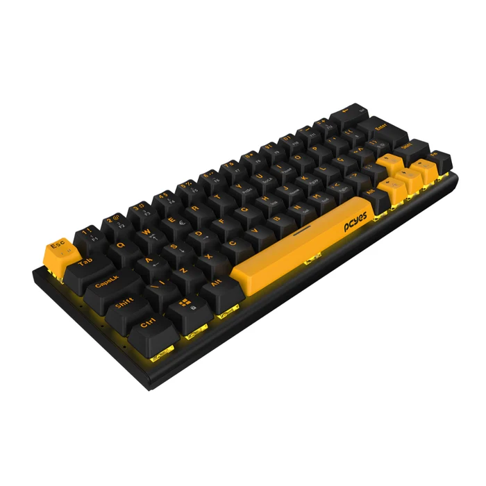 Teclado Mecânico Gamer PCYes Kuromori 60% Switch Blue LED Amarelo Voyager Edition 2