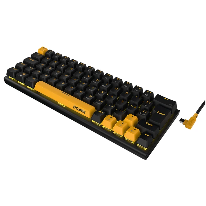 Teclado Mecânico Gamer PCYes Kuromori 60% Switch Blue LED Amarelo Voyager Edition 3