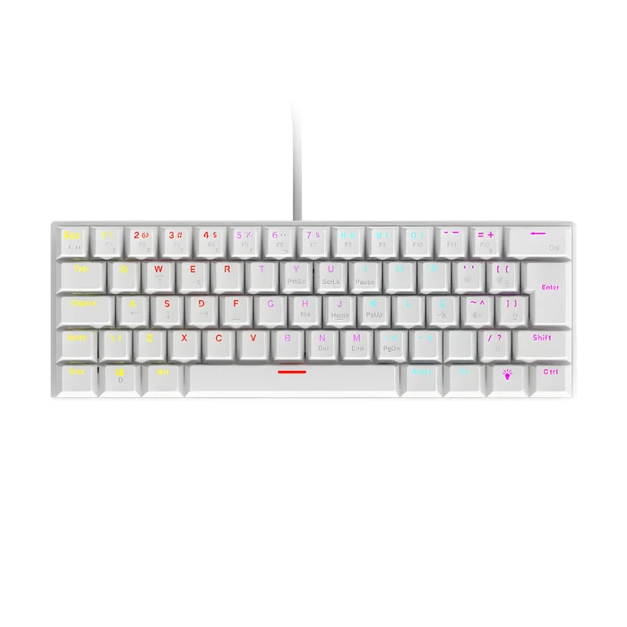 Teclado Mecânico Gamer Vinik Anihi White 60% Switch Red LED Rainbow ANIHIWHRD 1