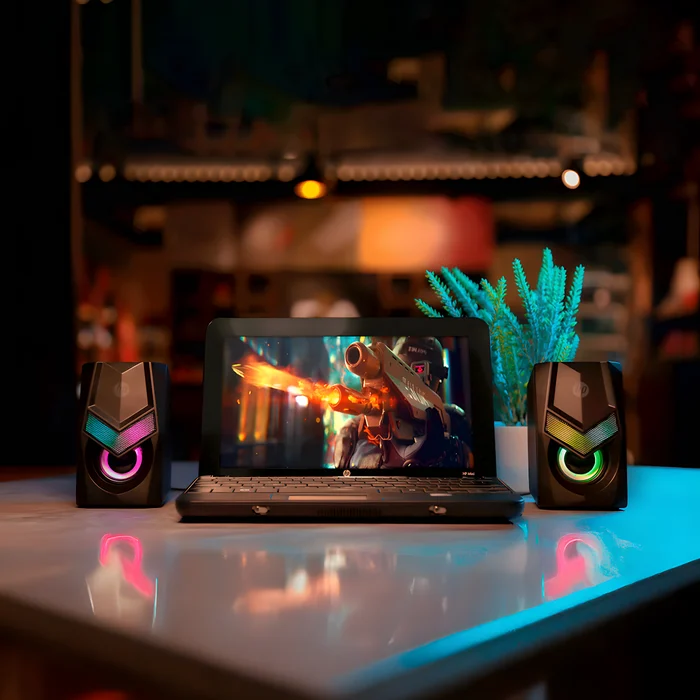 Caixa de Som HP DHE-6000 RGB USB Alto-Falante Estéreo Preto 7