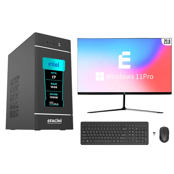 PC Computador Completo eFacini Intel Core i7 16GB Windows 11 Pro Kit sem Fio SSD 128GB (big)
