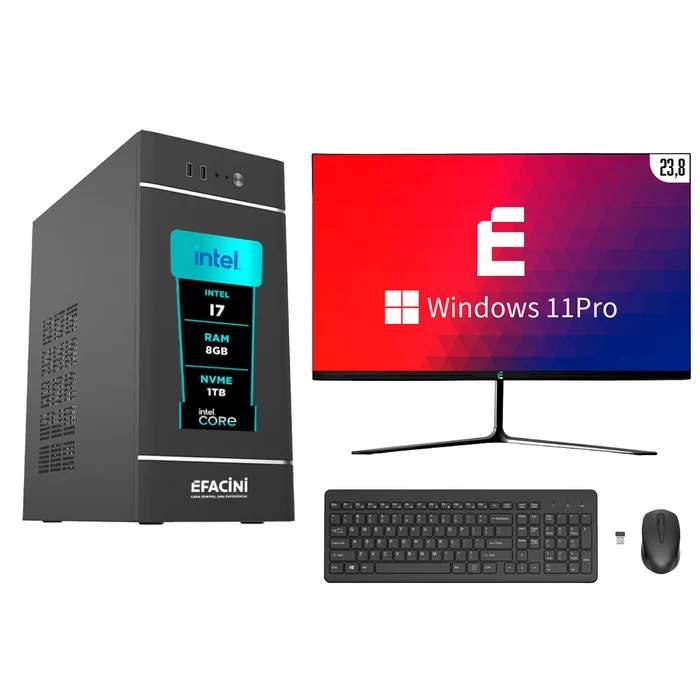 PC Computador Completo eFacini Intel Core i7 8GB Windows 11 Pro Kit sem Fio SSD 1TB (big)