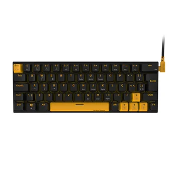 Teclado Mecânico Gamer PCYes Kuromori 60% Switch Red LED Amarelo Voyager Edition 1