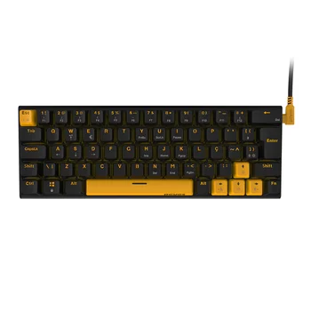 Teclado Mecânico Gamer PCYes Kuromori 60% Switch Blue LED Amarelo Voyager Edition 1