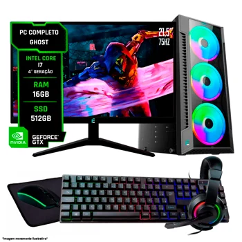 PC Completo Ghost i7 16GB SSD 512GB Monitor 21,5 Kit Periféricos 1