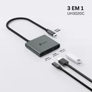 Hub Usb 3 em 1 Tipo C HDMI 4K, USB-A 3