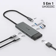 Hub USB 5 em 1, HDMI 4K 3 USB 3.0 USB C Prateado 1