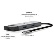 Hub USB 5 em 1, HDMI 4K 3 USB 3.0 USB C Prateado 4