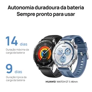Smartwatch Huawei GT 5 46mm Tela AMOLED 1,43” GPS Compatível iOS e Android Azul Tecido 6