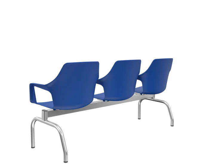 LONGARINA VESPER DE 3 LUGARES METAL PINTURA CROMADA