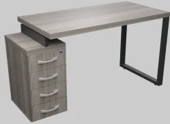 MESA PÉ PAINEL GAVETEIRO PEDESTAL COM PE DE AÇO 1346X450X750 DIR. MODERATE 40MM
