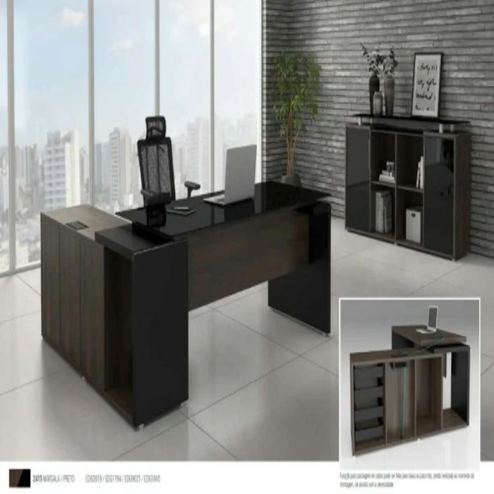 Mesa L Dirertor Dinâmica 203x180x80x74cm Tampo Em 50mm Edge