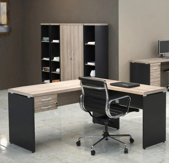 MESA RETA COM COMPLEMENTO LINHA PE40 WALNUT