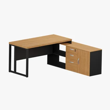 MESA RETA COM CREDENZA PÉ QUADRO 3 GAVETAS 40MM