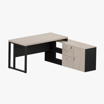 MESA RETA COM CREDENZA PÉ QUADRO 3 GAVETAS 40MM