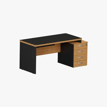 MESA RETA PEDESTAL 4 GAVETAS M40 GLASS