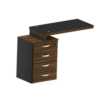 MESA AUX. PEDESTAL 4 GAVETAS GLASS