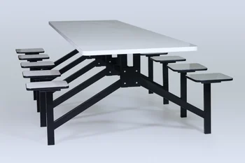 MESA PARA REFEITÓRIO COM BANCO ACOPLADO EM W 10 LUGARES