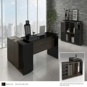 Mesa L Dirertor Dinâmica 203x180x80x74cm Tampo Em 50mm Edge