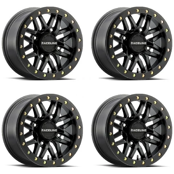 Jogo de Rodas Raceline Ryno Beadlock 15x7 4x156 Offset 5+2 Polaris Black (zoom)