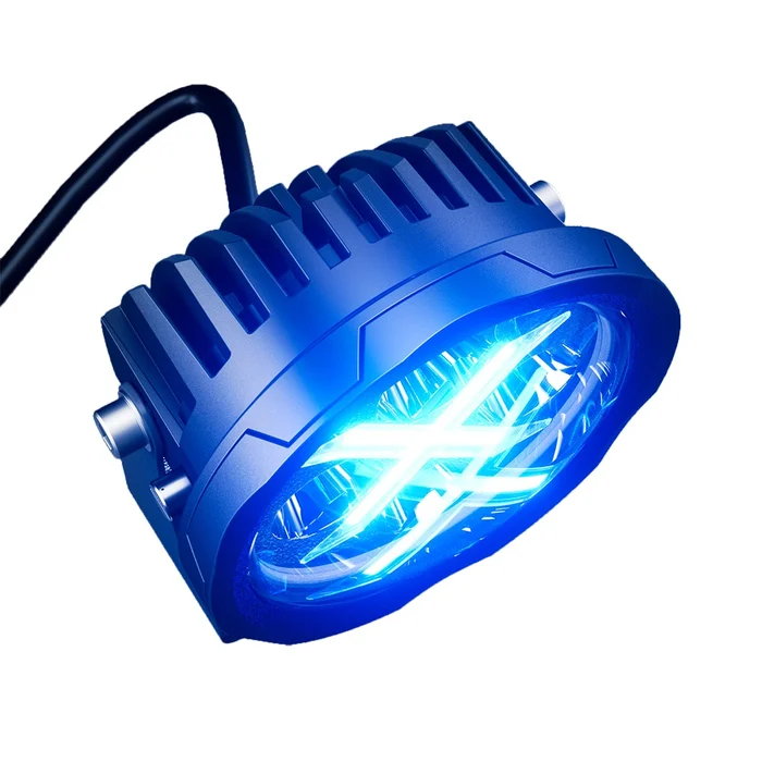 Par de Faróis LED SPARK PQ4 4" 40W Spot com Iluminação RGB (zoom)