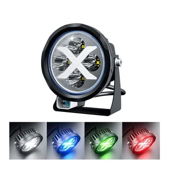 Par de Faróis LED SPARK PQ4 4" 40W Spot com Iluminação RGB (zoom)