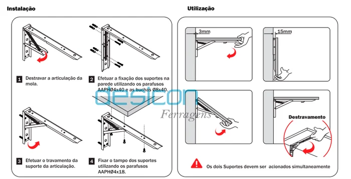 Mão Francesa Dobrável Para Mesa Suporte Articulado 50cm (zoom)
