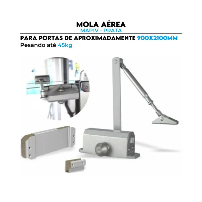 Mola Aérea MAP1V Prata Com Suporte Perx Fechamento Porta até 90 cm 45kg - 360406100