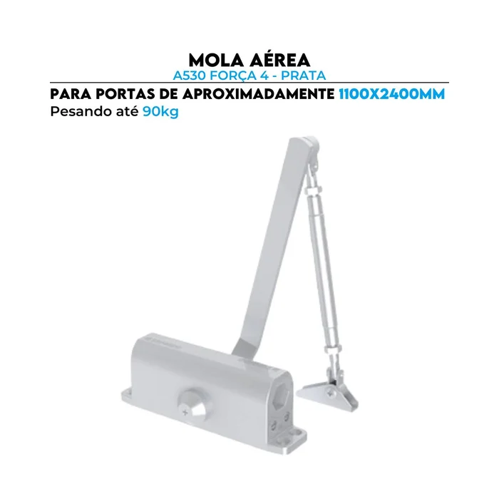 Mola Aérea A530 Força 4 Prata Soprano Fechamento Porta até 110 cm 90kg - 360642