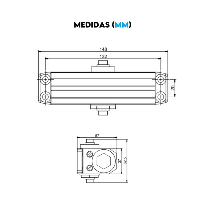 Medidas Mola Aérea 302 Força 2 Prata Soprano Fechamento Porta até 90 cm 45kg - 360622