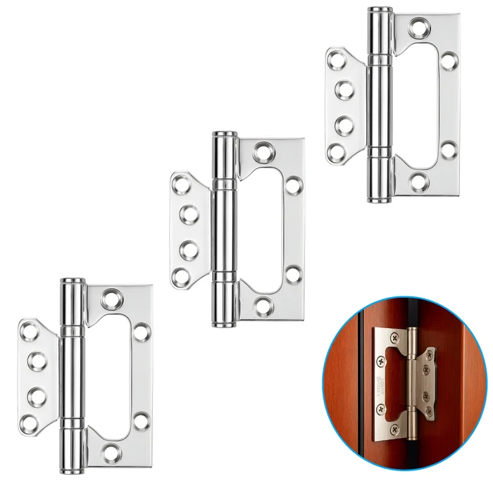 3 Dobradiças sem cava para portas Inox 4X3 S_ Rebaixo Escovado - 151205000 (2)