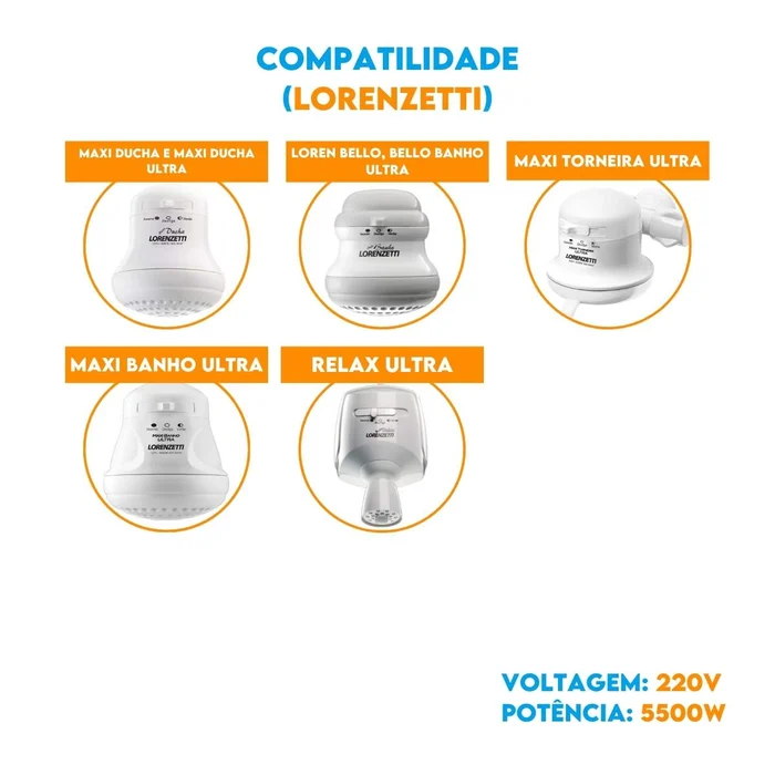Resistência Lorenzetti 220v 5500w Loren Ultra 065A - 581038 - Lorenzetti