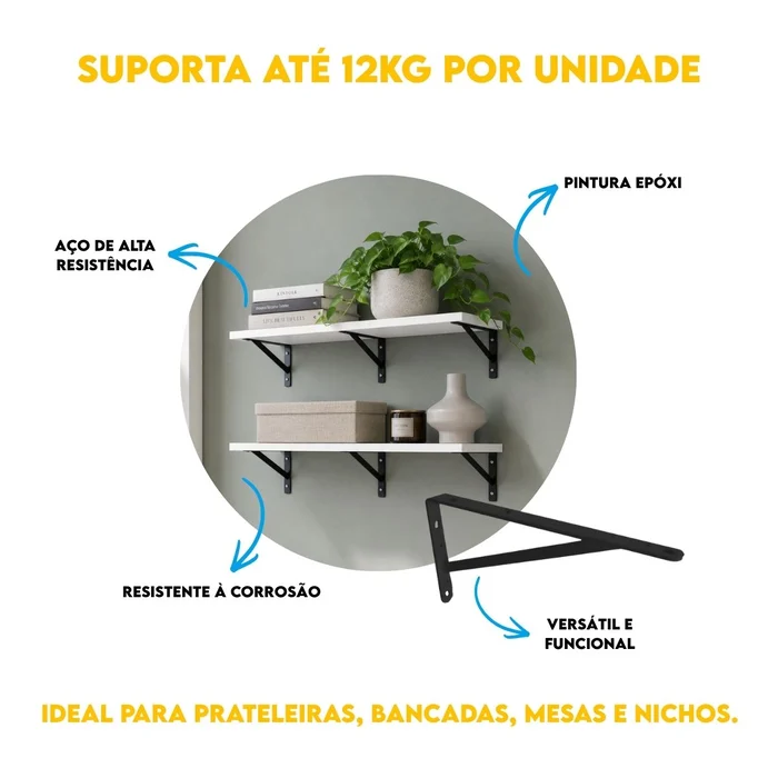 Suporta até 55 kg por unidade