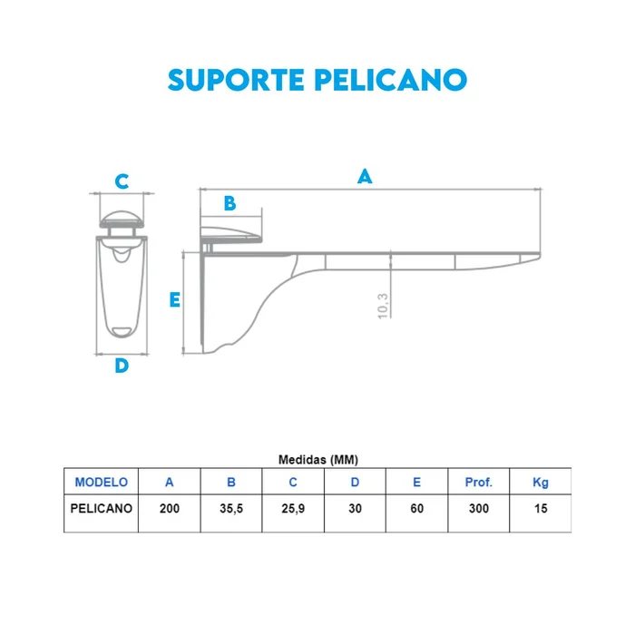 Medidas Suporte Pelicano - sku principal 240201000  240101000  240301000  240401000  240501000  