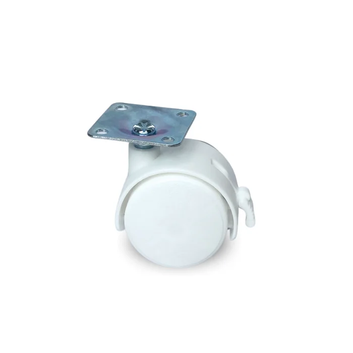 Rodizio Duplo Branco 40mm Plastico Com Trava Giratório - 410104040