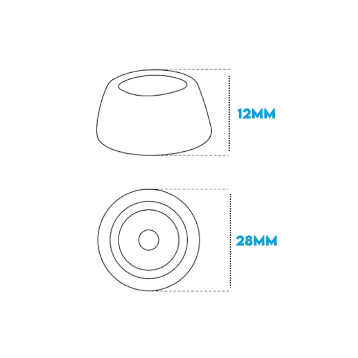 Medidas Sapata De Silicone Para Móveis 28MM Com Arruela De Reforço - 54001