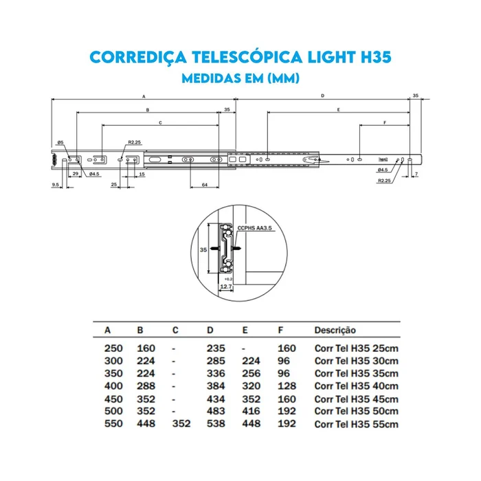 CORREDIÇA LIGHT H35
