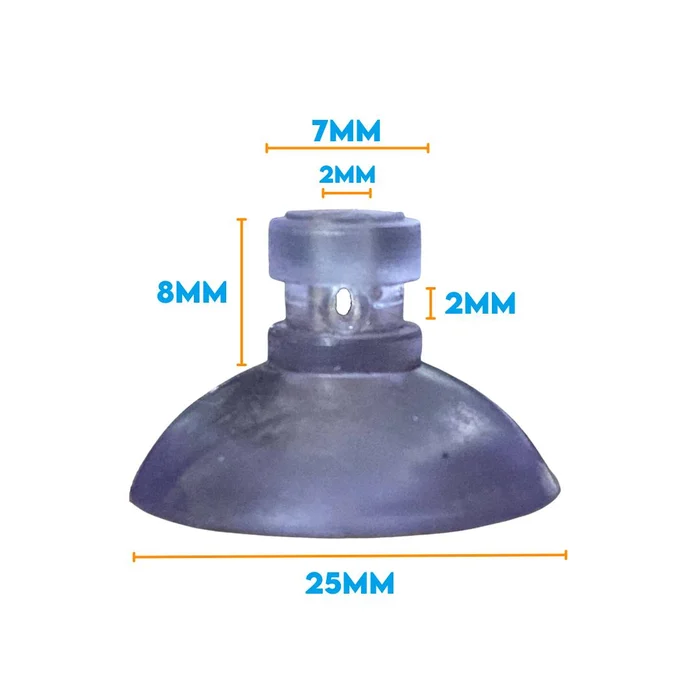 Ventosas Pvc Cristal 25mm Diâmetro Com furo Fixação (zoom)
