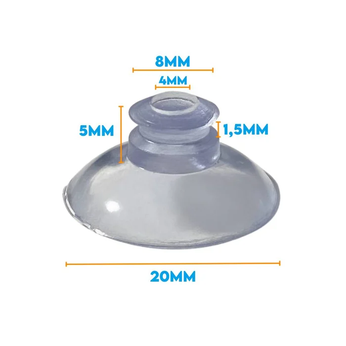 1000 Ventosas Pvc Cristal 20mm Diâmetro Silicone Fixação (zoom)