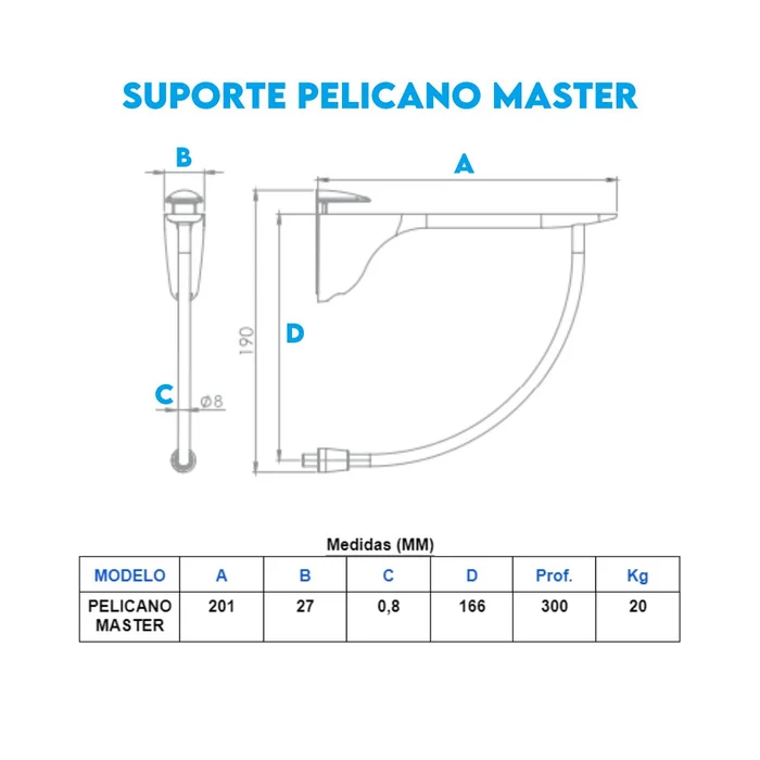 Medidas Suporte Pelicano Master - sku principal 240206000-24010600-24040601-24030600