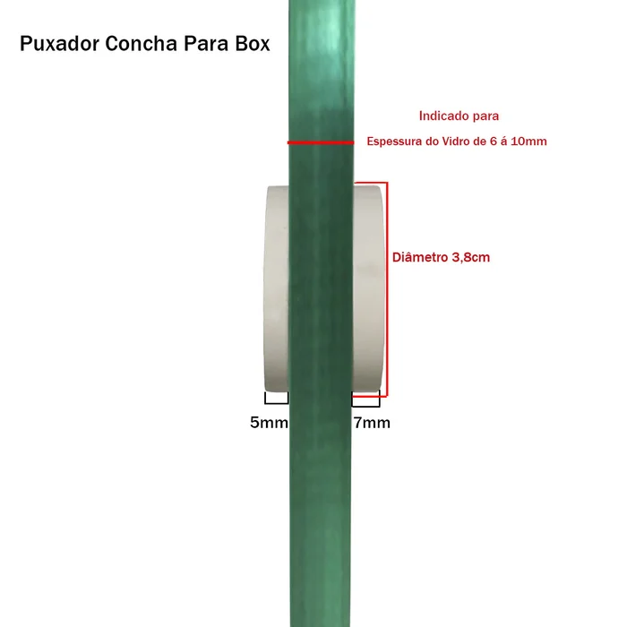 Puxador Para Box Banheiro Unha Concha Furo 12mm Alumínio Branco (zoom)