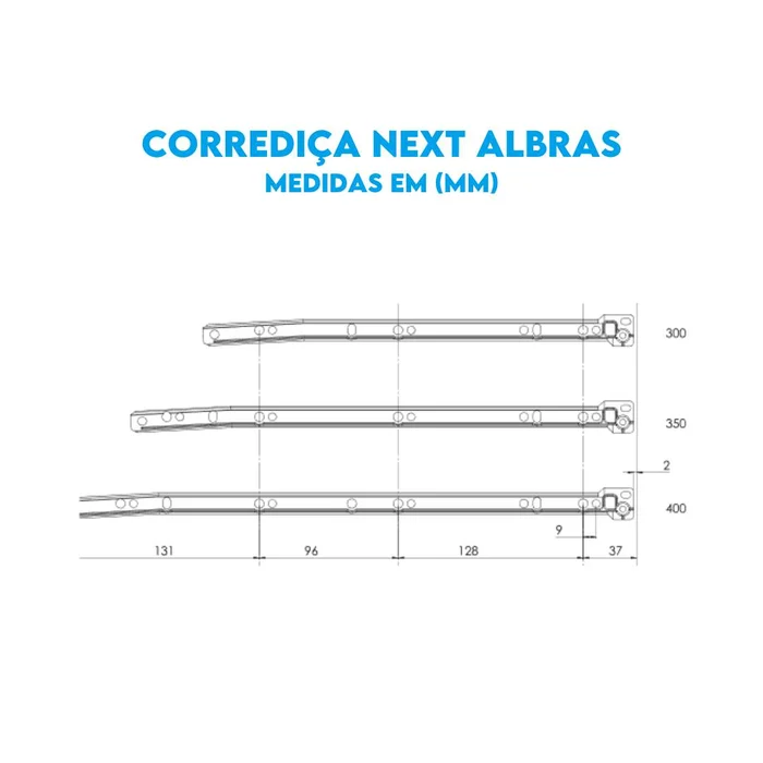 Corrediça de Gaveta 30 cm Next Cinza (zoom)